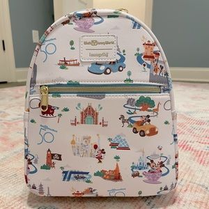 NWT Loungefly mini backpack WDW 50th AOP